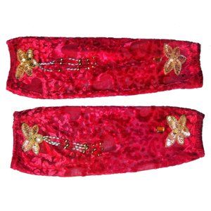 Sleeves for belly dance costume or show. Red, with sequins & beads. Size M/L New